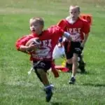 kids playing flag football at the Simms Street Recreation Center