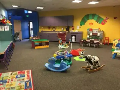 A child's playroom with toys in it