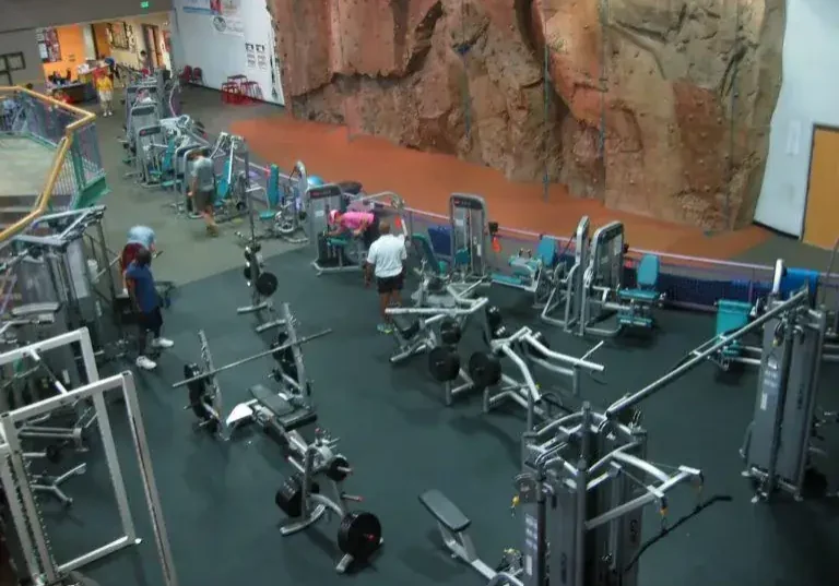 A group of people working out in a gym